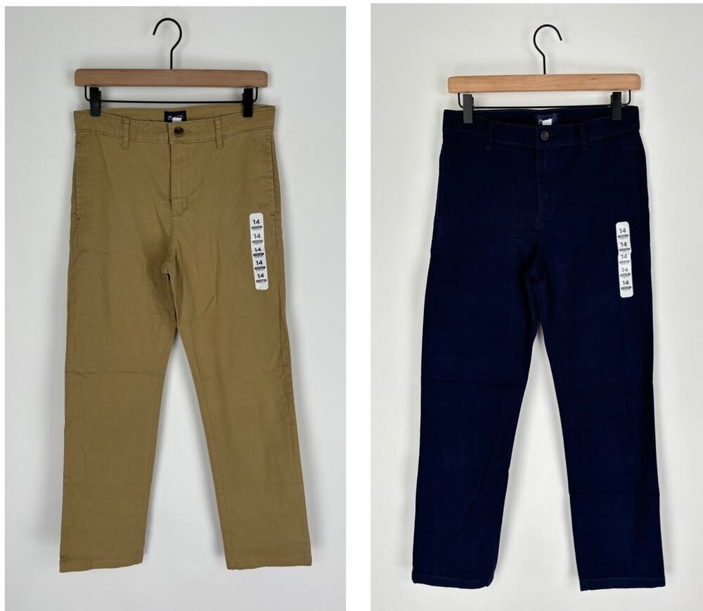 The Childrens Place Boys Uniform Stretch Chino Pants Set Of 2 Flax Tidal Size 14